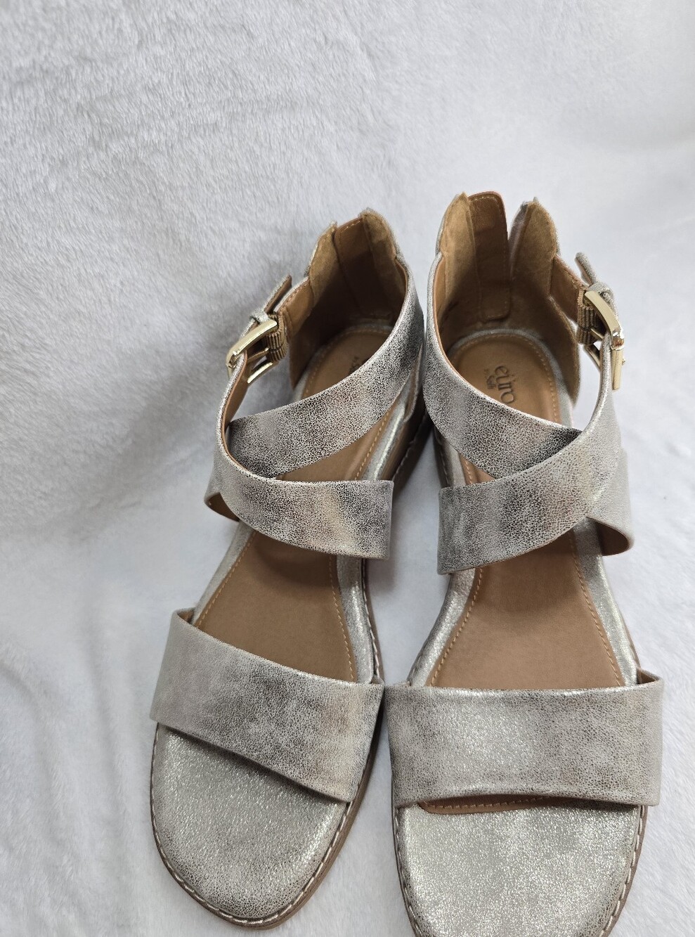Eurosoft Maxi Wedge Sandals I Silver Womens Size 11 New W/O Tags - Picture 3 of 9